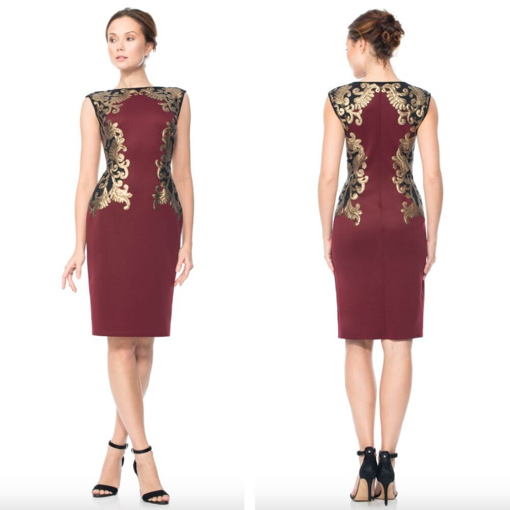 NEW Tadashi Shoji Milana Sequin Embroidered Neoprene Sheath Dress Cocktail Party